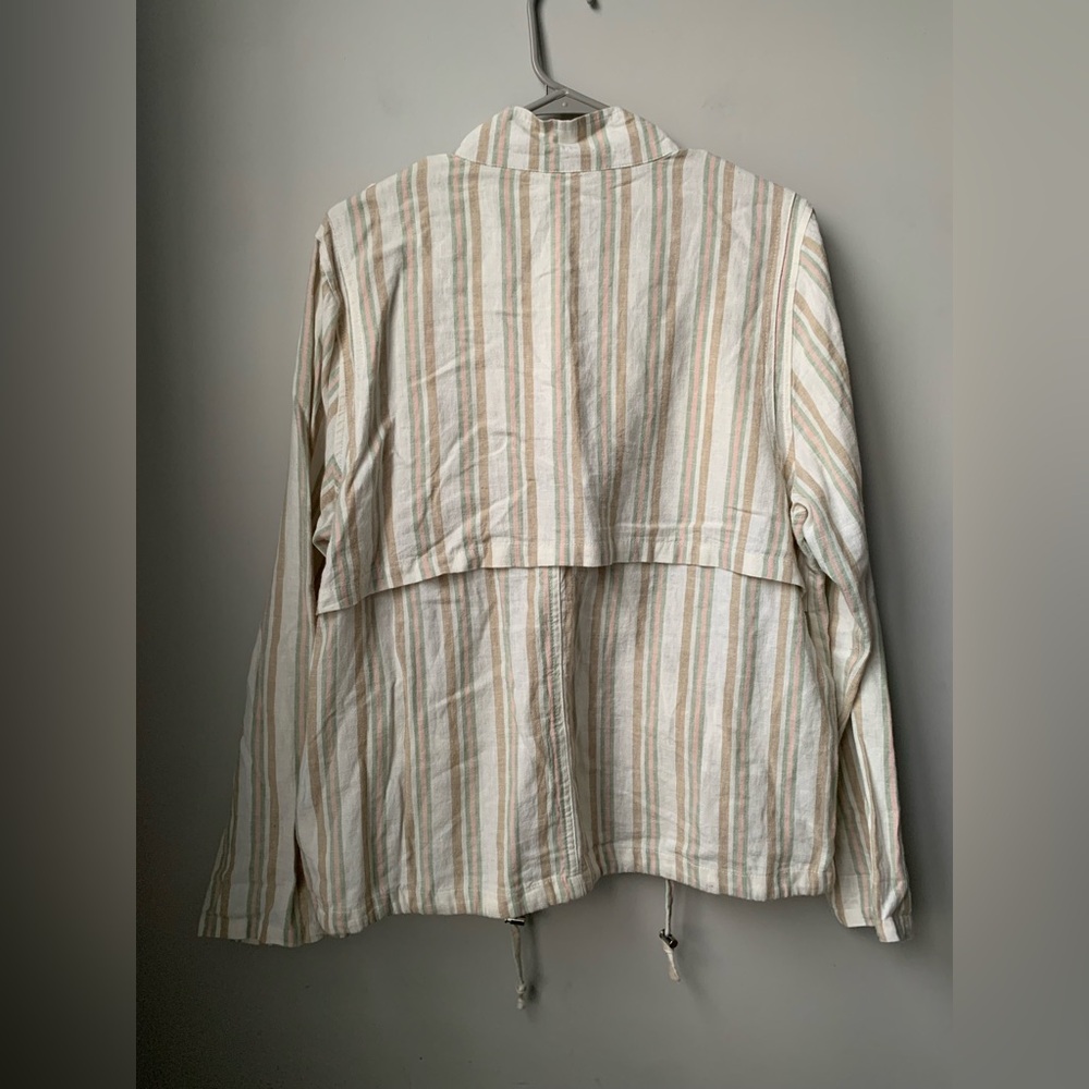 VELVET HEART Women’s Cream w/ Pale Pink Green & Tan Stripes Long Sleeve Jacket - Picture 8 of 8